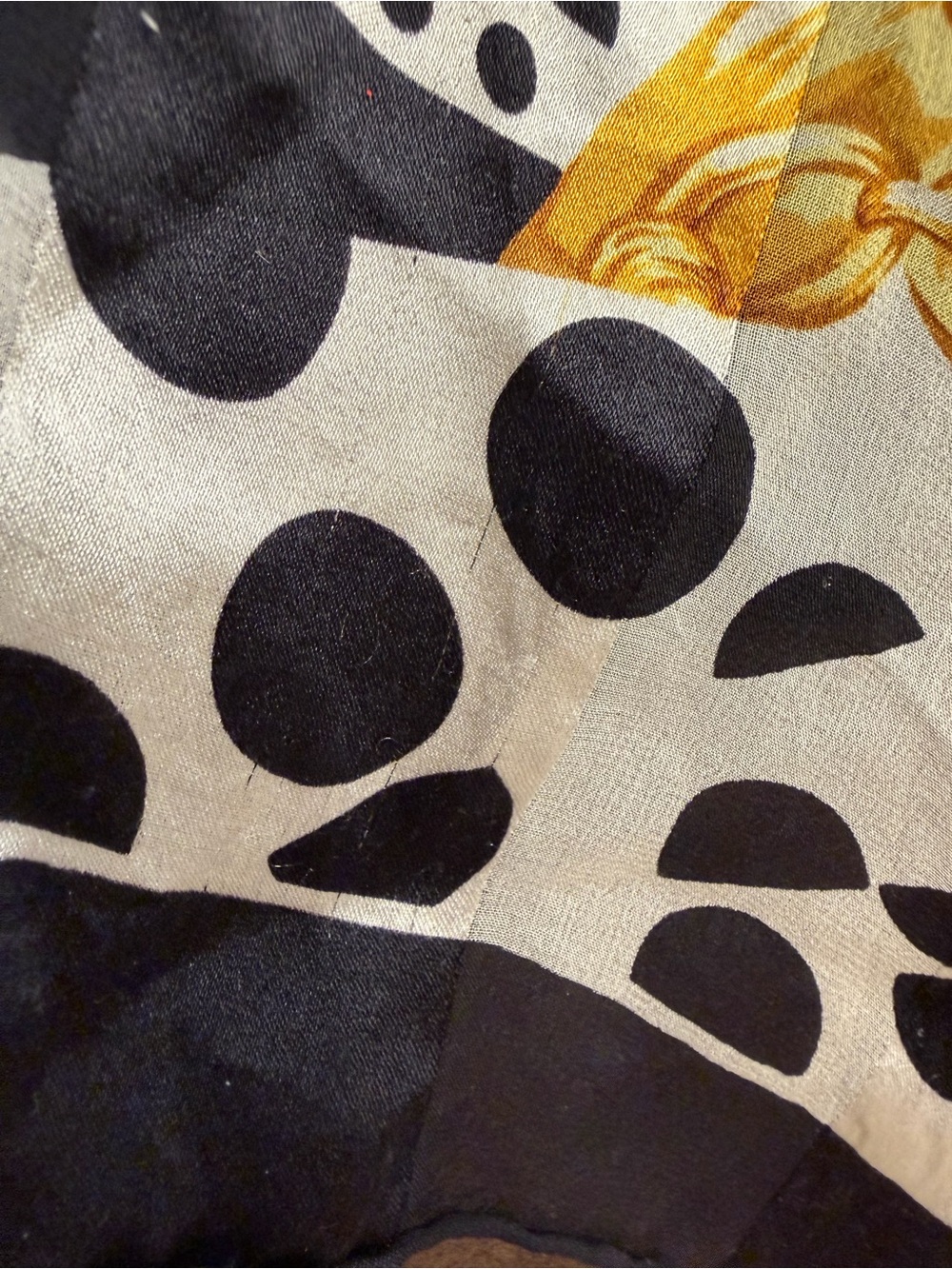 Dior Black & White Polka Dot Silk Scarf with Gold Accent - Picture 8 of 9